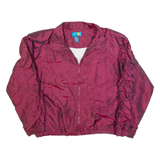 ON YOUR MARK Ruched Sleeves Womens Shell Jacket Red 90s M