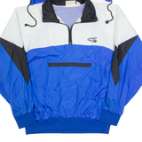 LANZERA Mens Anorak Jacket Blue 90s Hooded Colourblock L