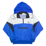 LANZERA Mens Anorak Jacket Blue 90s Hooded Colourblock L