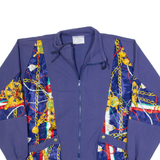 KOMITOR Womens Track Jacket Blue 90s Crazy Pattern L