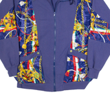 KOMITOR Womens Track Jacket Blue 90s Crazy Pattern L