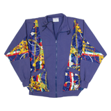 KOMITOR Womens Track Jacket Blue 90s Crazy Pattern L