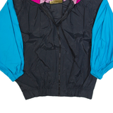 DAISY KINGDOM Womens Rain Jacket Black 90s Hooded Colourblock XL