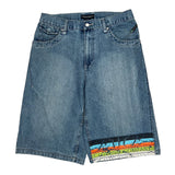 Encye Graphic Denim Shorts - 34W 13L Blue Cotton