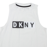 DKNY Sport Cropped Womens Vest White Sleeveless High Neck S