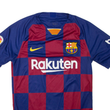 NIKE FC Barcelona Mens Football Shirt T-Shirt Blue V-Neck S