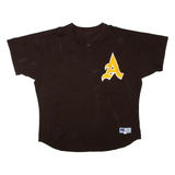 RUSSELL ATHLETIC Mens Jersey Brown Button Neck XL