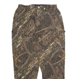 SHADOW BRANCH Cargo Mens Trousers Brown Relaxed Tapered W34 L32