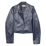 ZARA Cropped Womens Blazer Jacket Blue Viscose M
