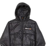 ELLESSE Insulated Cropped Womens Puffer Jacket Black Hooded UK 4