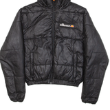 ELLESSE Insulated Cropped Womens Puffer Jacket Black Hooded UK 4