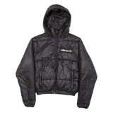 ELLESSE Insulated Cropped Womens Puffer Jacket Black Hooded UK 4