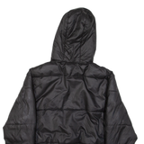 ELLESSE Insulated Cropped Womens Puffer Jacket Black Hooded UK 4