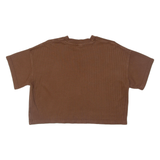 REEBOK Cropped Top Womens T-Shirt Brown Crew Neck L