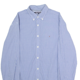 TOMMY HILFIGER New York Fit Mens Shirt Blue Gingham Long Sleeve S