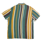 PULL & BEAR Resort Mens Shirt Green Viscose Striped XL