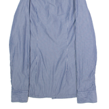 TOMMY HILFIGER Fitted Ruffle Womens Shirt Blue Striped Long Sleeve S
