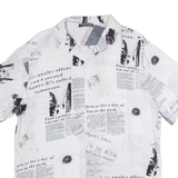 TREND Newspaper Mens Shirt White Viscose Crazy Pattern M