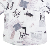 TREND Newspaper Mens Shirt White Viscose Crazy Pattern M