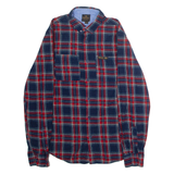 BENCH Mens Flannel Shirt Blue Check Long Sleeve S