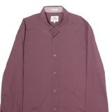 BEN SHERMAN Soho Slim Fit Mens Plain Shirt Maroon Long Sleeve M
