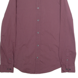 BEN SHERMAN Soho Slim Fit Mens Plain Shirt Maroon Long Sleeve M