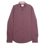BEN SHERMAN Soho Slim Fit Mens Plain Shirt Maroon Long Sleeve M