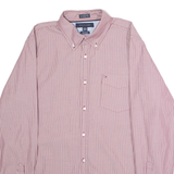 TOMMY HILFIGER Custom Fit Mens Shirt Maroon Striped Long Sleeve M