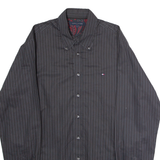 TOMMY HILFIGER Mens Shirt Black Striped Long Sleeve L