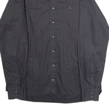 TOMMY HILFIGER Mens Shirt Black Striped Long Sleeve L