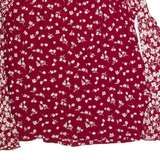FAT FACE Womens Printed Top Maroon Long Sleeve Floral UK 8