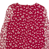 FAT FACE Womens Printed Top Maroon Long Sleeve Floral UK 8