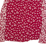 FAT FACE Womens Printed Top Maroon Long Sleeve Floral UK 8