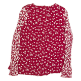 FAT FACE Womens Printed Top Maroon Long Sleeve Floral UK 8