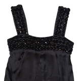 TED BAKER Beaded Womens Smock Top Black Sleeveless S