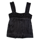 TED BAKER Beaded Womens Smock Top Black Sleeveless S