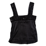 TED BAKER Beaded Womens Smock Top Black Sleeveless S