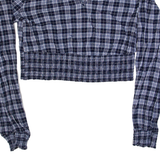 HOLLISTER Womens Cropped Top Blue V-Neck Long Sleeve Floral M