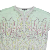 LAURA ASHLEY Womens Printed Blouse Green V-Neck Floral UK 12