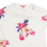 JOULES Womens Printed Top White V-Neck Floral UK 12