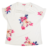 JOULES Womens Printed Top White V-Neck Floral UK 12