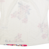 JOULES Womens Printed Top White V-Neck Floral UK 12
