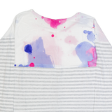 JOULES Womens Printed Top Grey 3/4 Sleeve Striped UK 8