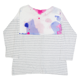 JOULES Womens Printed Top Grey 3/4 Sleeve Striped UK 8