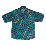 SHAH SAFARI Mens Shirt Green Crazy Pattern M