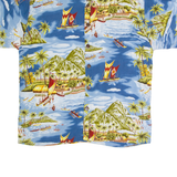 MANGO MOON Boat Mens Hawaiian Shirt Blue Crazy Pattern XL