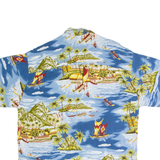 MANGO MOON Boat Mens Hawaiian Shirt Blue Crazy Pattern XL