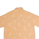 BANANA CABANA Palm Tree Mens Shirt Orange Silk Crazy Pattern XL