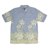 CHEROKEE Mens Hawaiian Shirt Blue Floral L