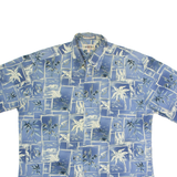 CAMPIA Mens Hawaiian Shirt Blue Floral L